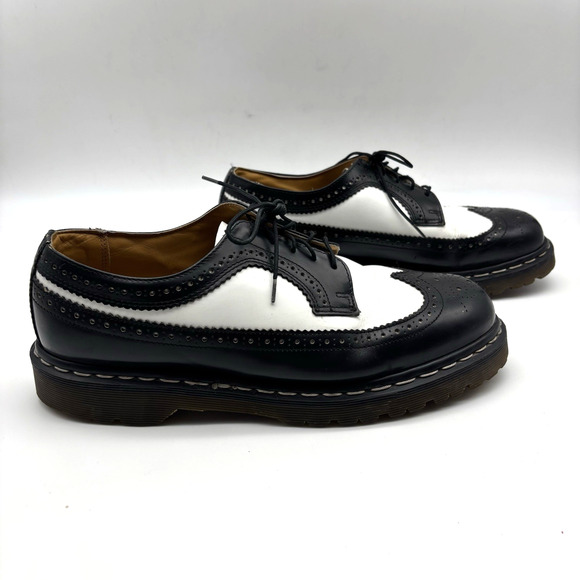 Vintage 90s Dr. Martens 3989 Black White Brogue Wingtip Oxford UK10 US11 England